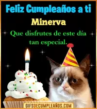 Gato meme Feliz Cumpleaños Minerva